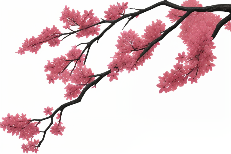 Delicate Pink Cherry Blossom Branches Against a White Background in ...