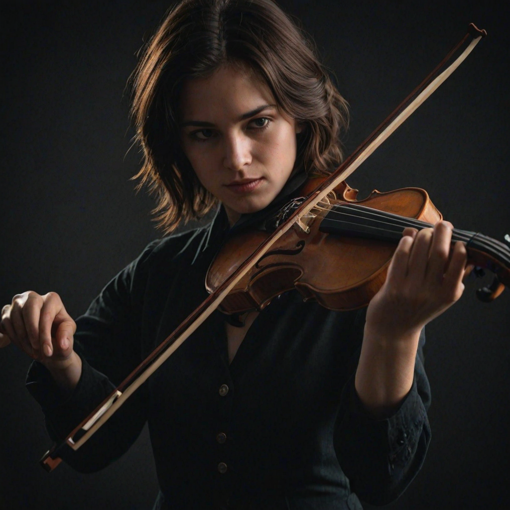 detailed edges, detailed image, perfection style, A cinematic detailed image of a woman playing a violin on a black background with both her hands, movie themed, sharp, detailed background, epic cinematic photography, artistic style, dramatic light style, cinematic color style, Kodak 35mm film style, detailed style, hand focus style, solo, simple background, 1boy, holding, male focus, black background, instrument, out of frame, realistic, music, playing instrument, holding instrument, violin, bow (music), fingernails, holding violin, photorealistic, hand focus