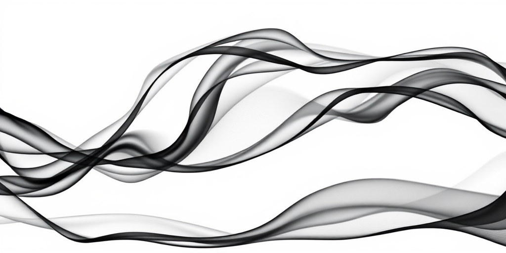 Create an abstract image of black flowing lines and shapes on a white background, captured with a Canon EOS R5, 50mm f/1.2 lens, aperture set to f/4, ISO 100, with a soft focus view, high dynamic range, and natural light.