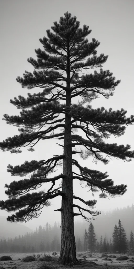 black and white pine tree clipart