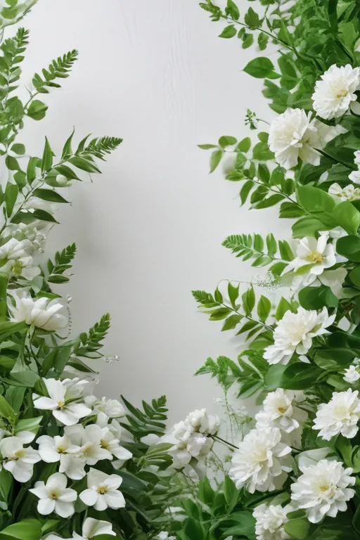 white and greenery background