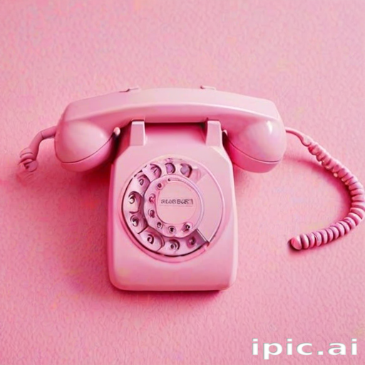 Vintage Pink Rotary Telephone Against a Soft Pink Background Design