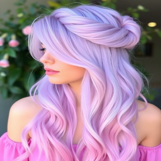 Ethereal lavender ombre flowing into pastel pink tips, the "Twilight Dream" hairdo creates a whimsical and enchanting aura, ideal for a free-spirited individual