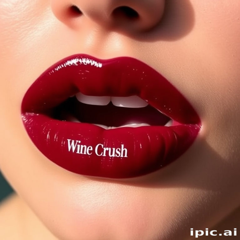 Sultry "Wine Crush" lip stain provides a deep burgundy tint that gradually fades to a natural-looking flush, lasting through meals and drinks with effortless grace