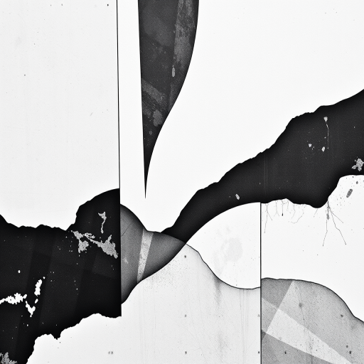 Generate a high-resolution image of a minimalist abstract art piece featuring geometric shapes in black and white, using a Canon EOS R5 camera, 50mm lens, f/1.8 aperture, 1/200s shutter speed, ISO 100, shot from a top-down view with a soft focus to enhance depth and texture.