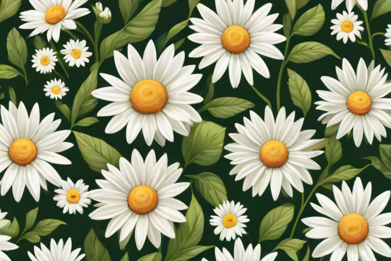 create a seamless pattern of various flowers and green leaves featuring white daisies, yellow flowers, and delicate foliage on a light background