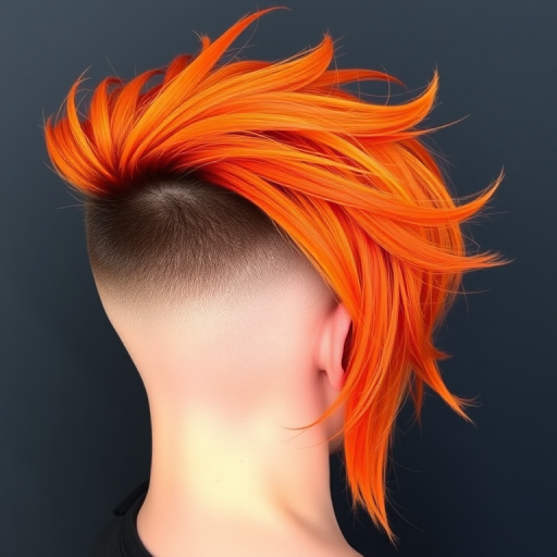 Fierce flame-inspired undercut featuring vibrant yellows and oranges, Blaze's hair ignites passion with its bold color placement and edgy asymmetrical design, shaved on one side and long on the other