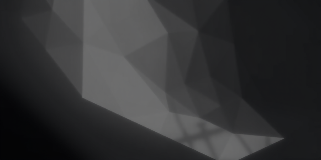 create an abstract low-poly background with a gradient from dark gray to black, capturing subtle light reflections and shadows using a Canon EOS R5, 50mm lens, f/1.8 aperture, ISO 100, in a soft natural light setting