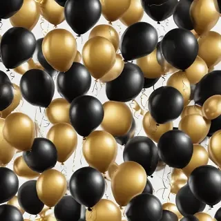 black and gold balloons png