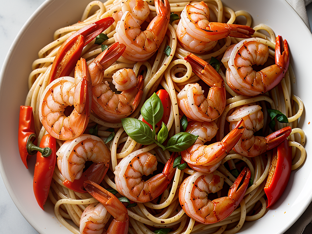 roasted red pepper shrimp linguine
