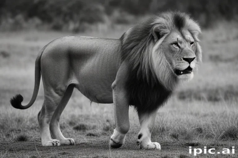lion black and white
