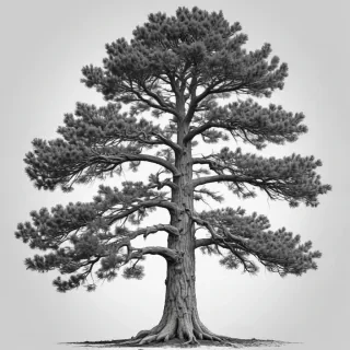 black and white pine tree clip art