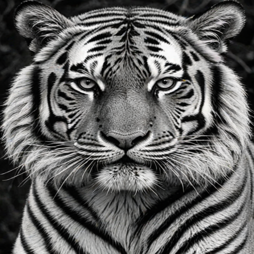 tiger clipart black and white