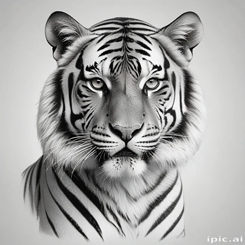tiger clipart black and white