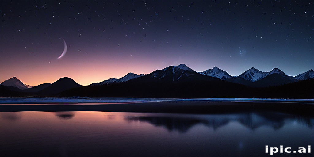 Tranquil Twilight Over Majestic Mountains Under a Starry Night Sky
