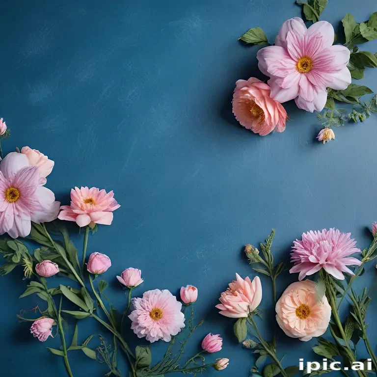 blue background with flowers