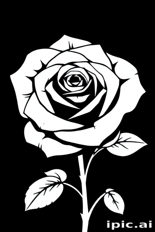 rose clip art black and white