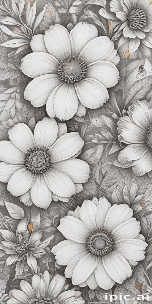 pencil drawn flowers