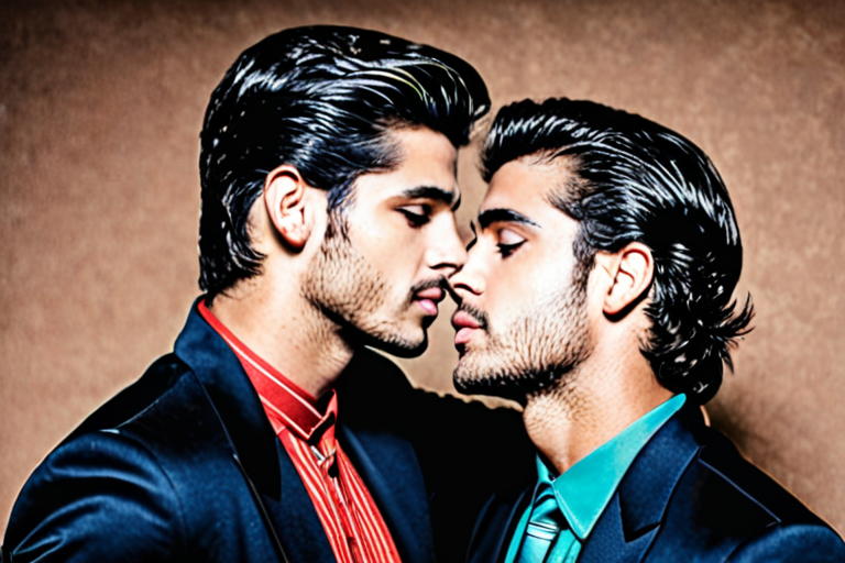Dois homens se beijando