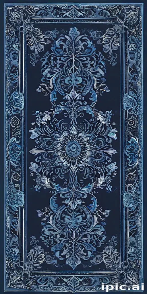 Blue Detailed Design Intricate Floral Design in Shades of Blue on a Dark Background