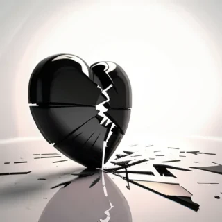 broken heart in black