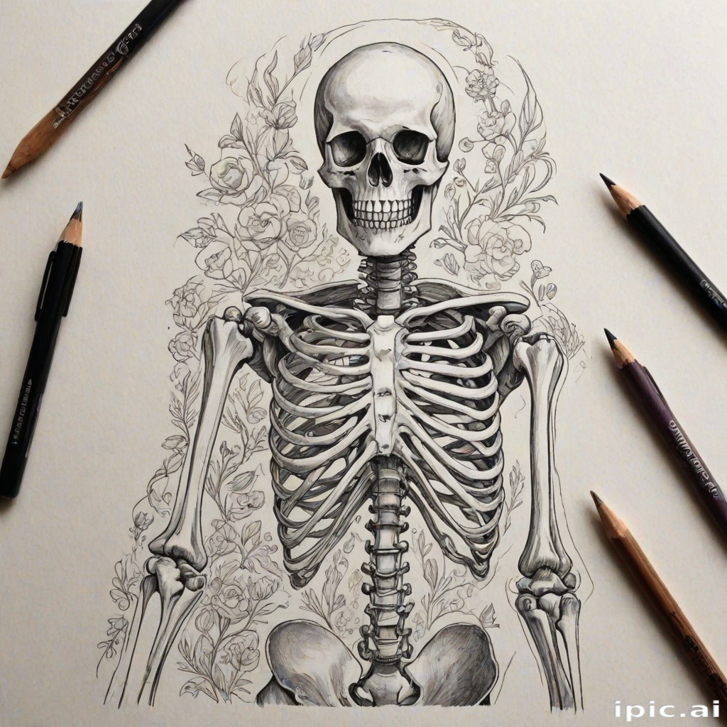 creative skeleton drawings