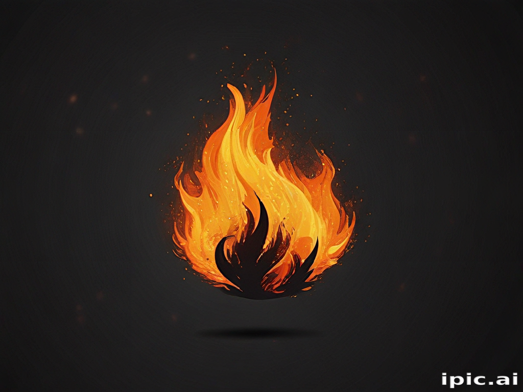 Vibrant and Luminous Flame Emanating Warmth Against a Dark Background