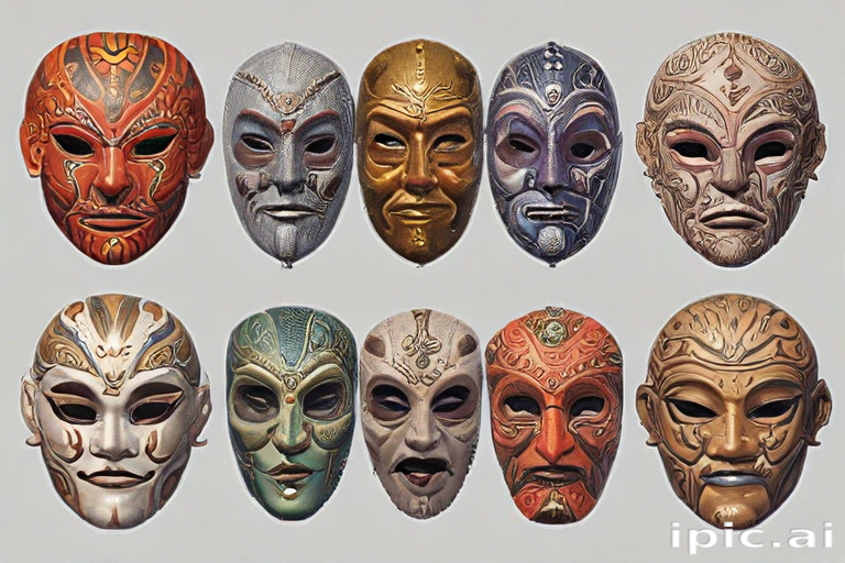 An Intriguing Collection of Ten Unique Cultural Masks from Various ...