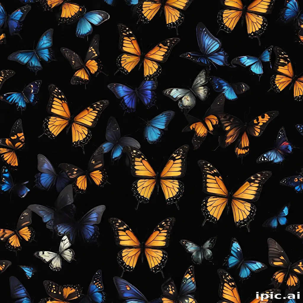 butterflies in black background