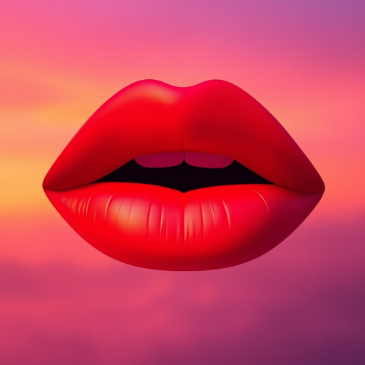 Gradient sunset lips blending warm orange, pink, and purple hues seamlessly, resembling a breathtaking sky at dusk, perfect for artistic expression