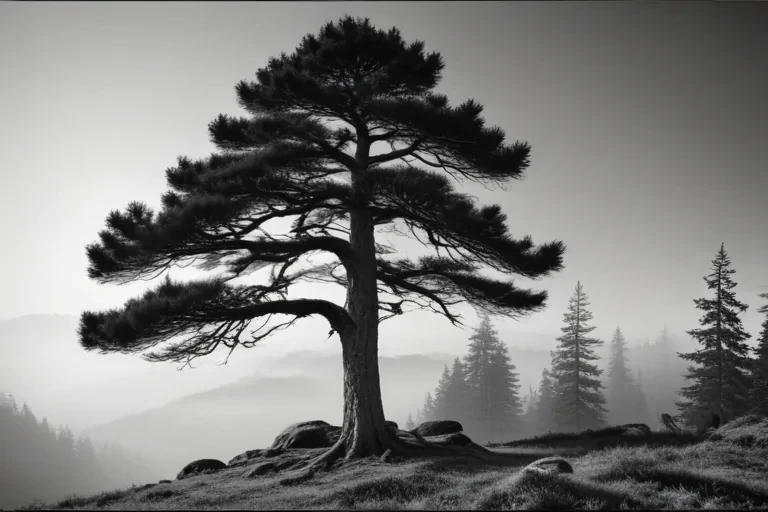 pine tree clipart black and white