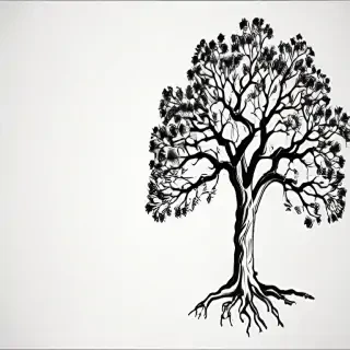 oak tree clipart black and white