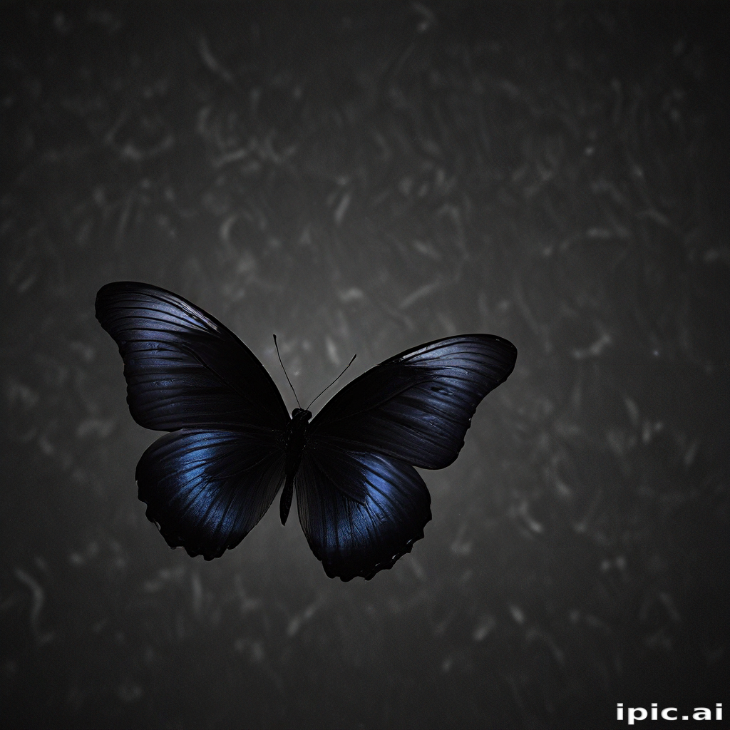 Elegant Blue Butterfly Gliding Gracefully Against a Dark Mysterious ...