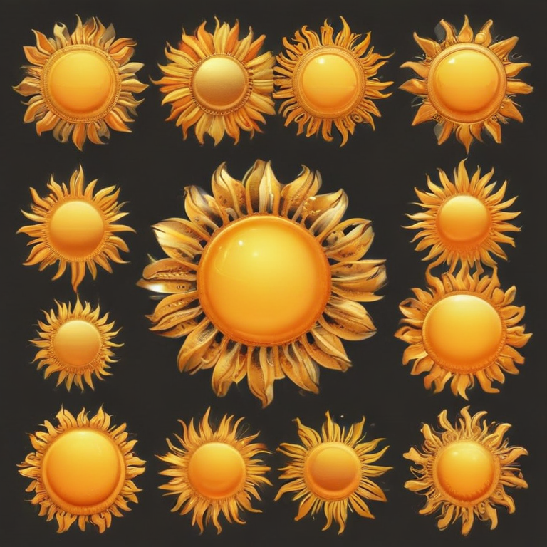 Bright and Cheerful Collection of Decorative Sun Designs in Various Styles