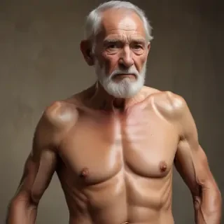 shirtless old men