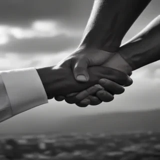 handshake black and white