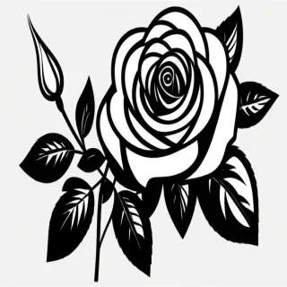 rose clip art black and white