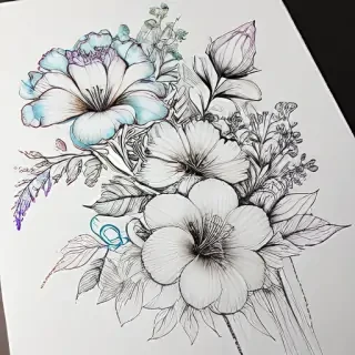 line work flowers