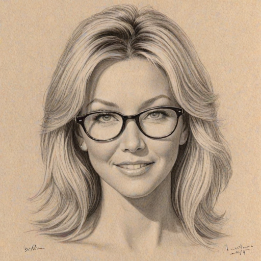 Alluring Heather Locklear, pencil sketch, portrait of Lovely woman 1954s in glasses, hair style beatnik, outline, clear lines, fine lines, 8k