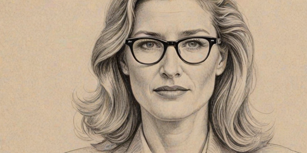 Alluring Laura Dern, pencil sketch, portrait of Superb woman 1939s in glasses, hair style beatnik, outline, clear lines, fine lines, 8k