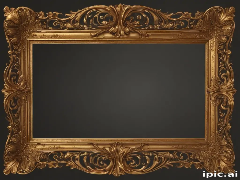 rectangle gold frame png