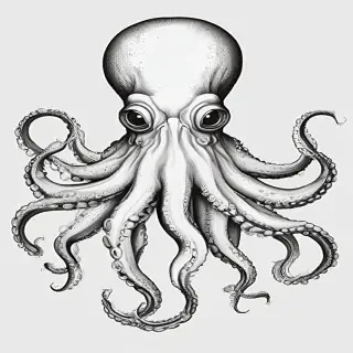 octopus clipart black and white
