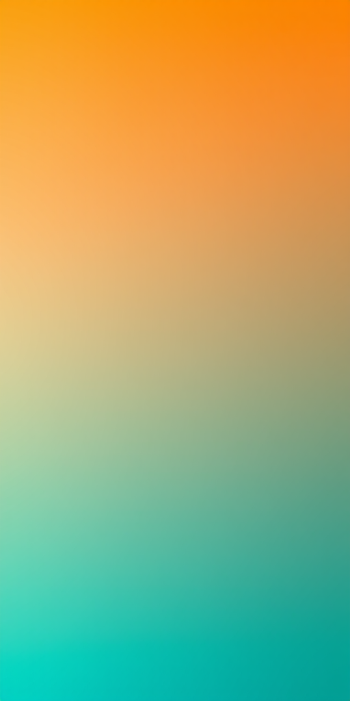 Create a smooth gradient background transitioning from orange at the top to teal at the bottom, shot with a DSLR camera at f/2.8 aperture, ISO 100, and a focal length of 50mm, using a wide-angle lens for an immersive view.