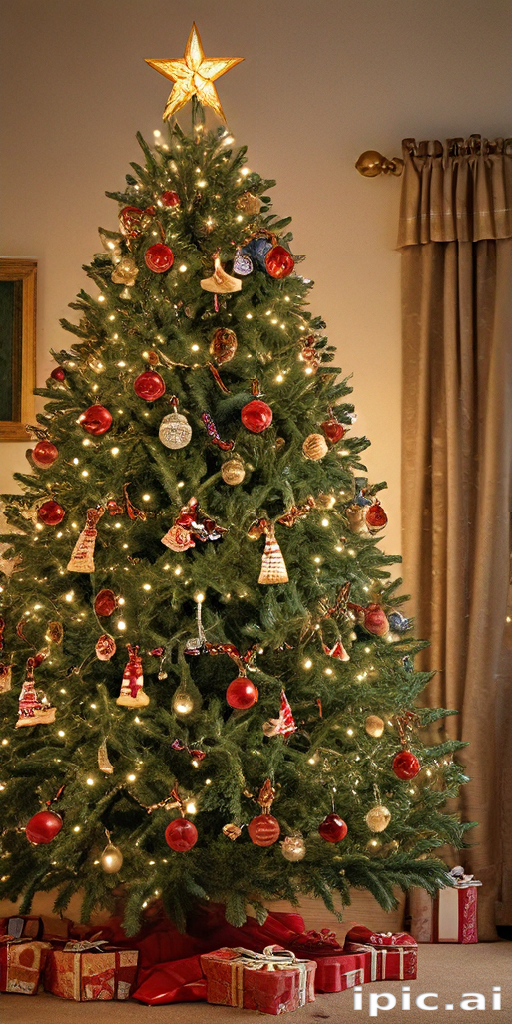 A Beautifully Decorated Christmas Tree with Ornaments and Twinkling Lights.