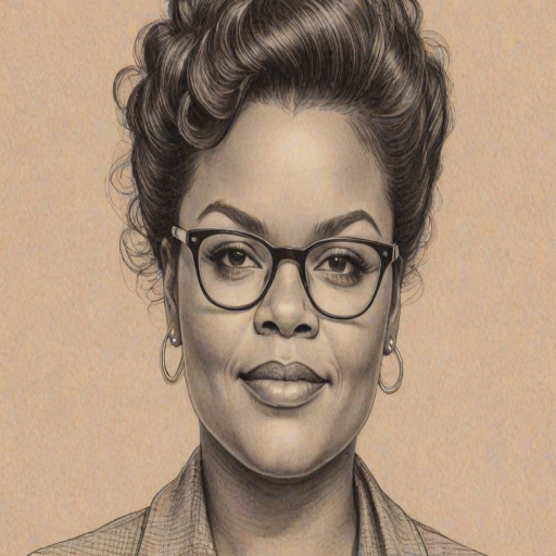 Charming Yvette Nicole Brown, pencil sketch, portrait of Captivating woman 1935s in glasses, hair style beatnik, outline, clear lines, fine lines, 8k