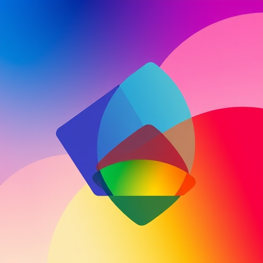 create a high-resolution abstract art piece featuring layered geometric shapes in vibrant colors with a smooth gradient background, captured with a Canon EOS R5 at f/8, ISO 100, 1/125s, using a 50mm lens from a straight-on angle to enhance clarity and detail.