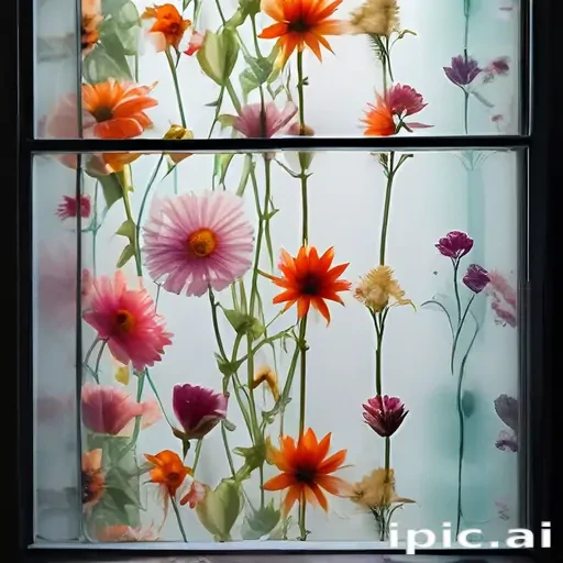 flowers behind glass wallpaper