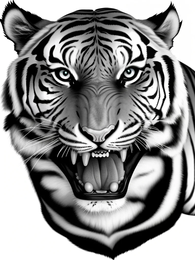 tiger clipart black and white