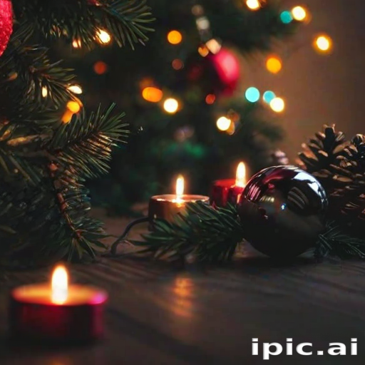 Festive Christmas Tree with Colorful Ornaments and Glowing Candles Decor