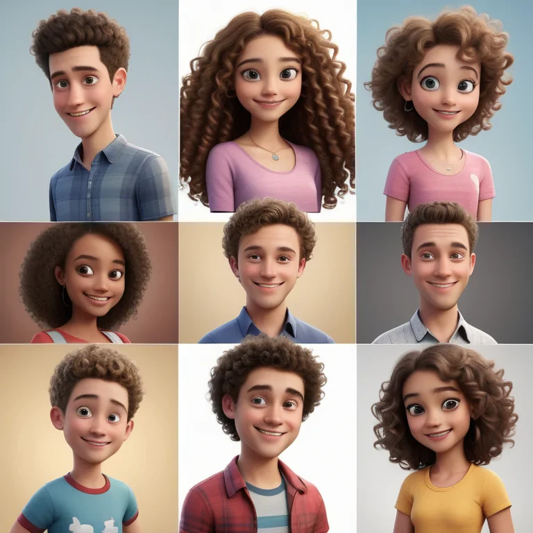cartoon characters with curly hair